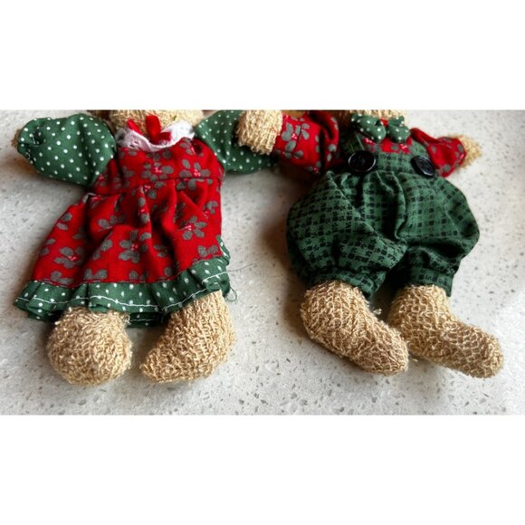 Handmade Christmas Reindeer Ornaments Set Of 2 With Festive Outfits & Red Noses - Picture 6 of 6